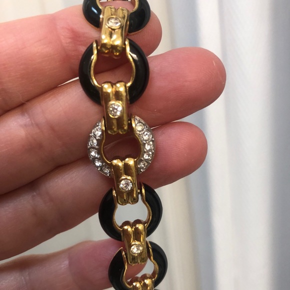 Black Gold w/rhinestones Bracelet! Stunning! Looks feels real! Women Gift! - Picture 12 of 13
